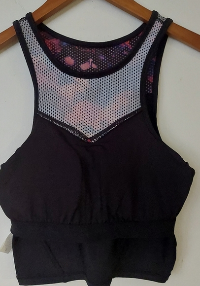 JOCKEY FANTASY FLORAL LONGLINE ATHLETIC RACERBACK SPORTS TANK BRA with BRA PADS - Picture 9 of 15